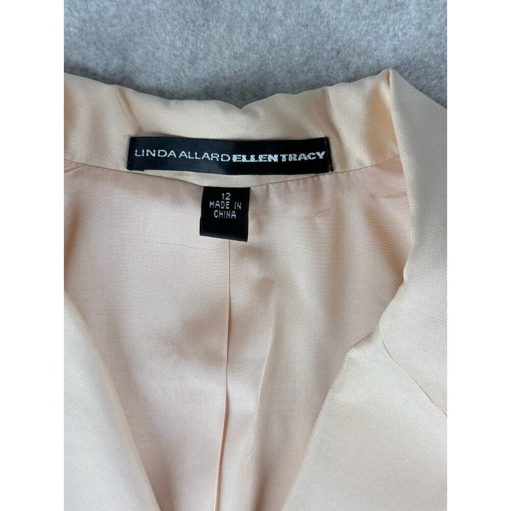 Vintage Linda Allard for Ellen Tracy Champagne Colored Satin Suit Sz 12 - Picture 2 of 12